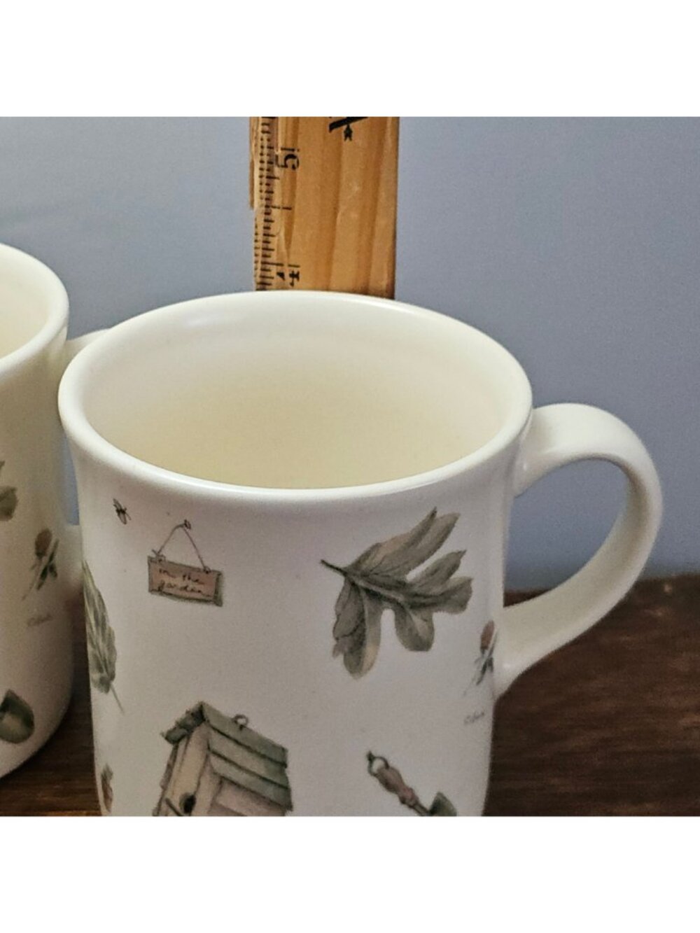 2 Pfaltzgraff Naturewood Mugs 4" nature gardening 16oz cottagecore farmhouse cof - Picture 5 of 9